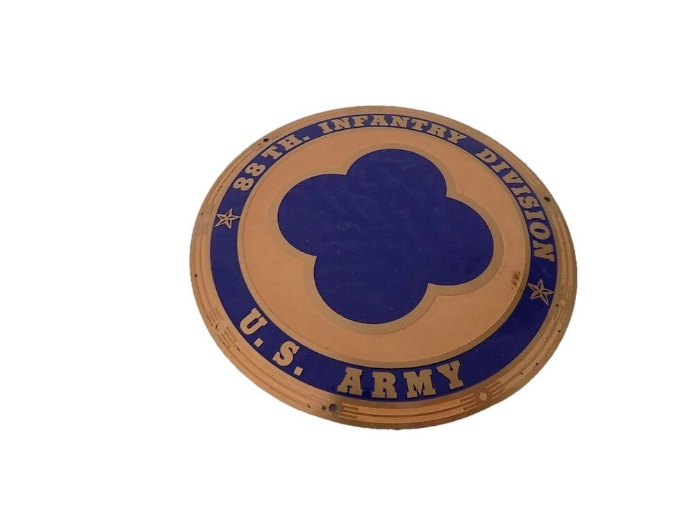 Vintage 88th Infantry Division US Army brass plaque or license plate topper